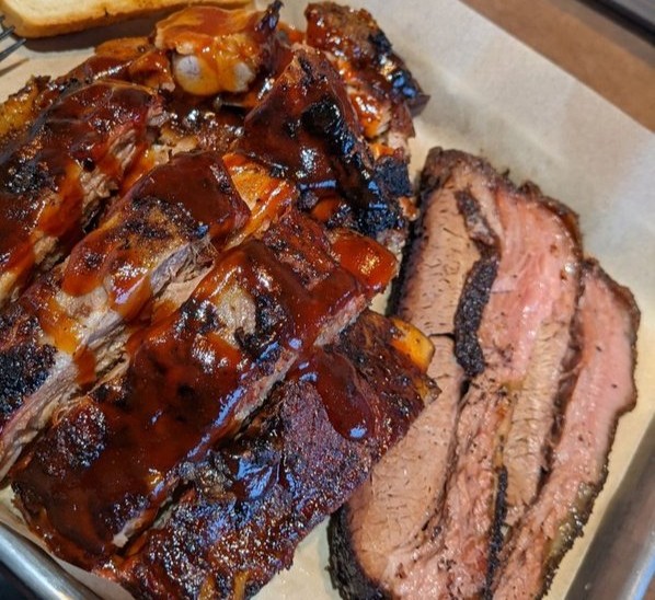 Smoked brisket close-up at Prime BBQ